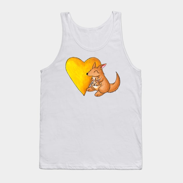 Big Yellow Kangaroo Heart Tank Top by KristenOKeefeArt